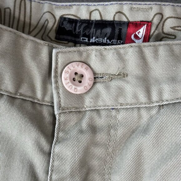 VTG Quiksilver Boys Chino Pants Tan Flat Front Sz 29 Casual Khaki Beige Straight - Picture 6 of 16